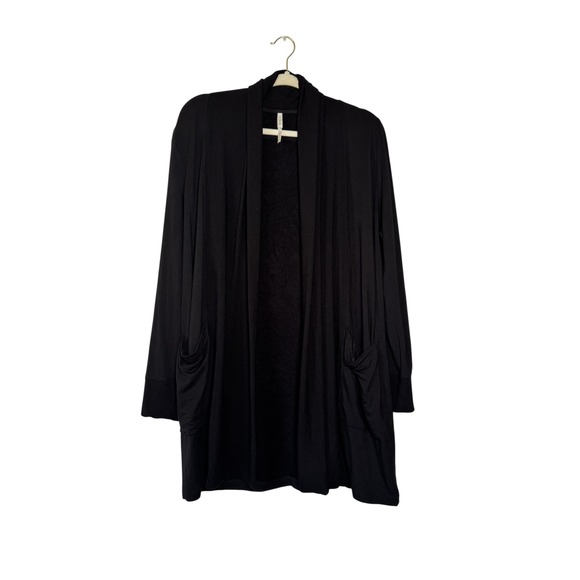 Soma Women's Black Open Front Cardigan Duster with Pockets Medium - Picture 1 of 6